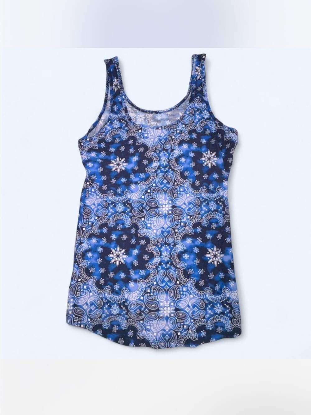 No Boundaries Blue Paisley Print Tank